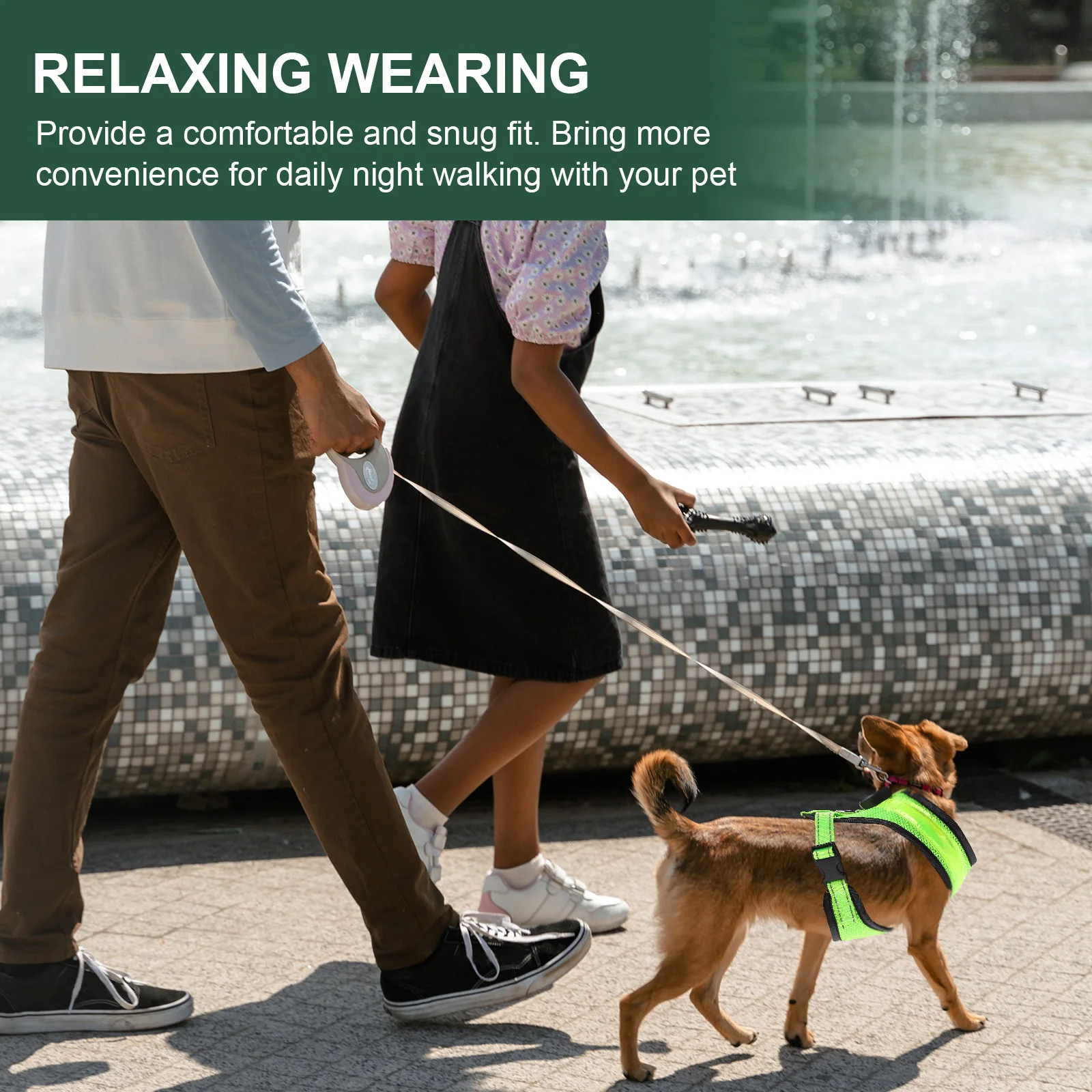 

1Set LED Luminous Dog Vest USB Rechargeable Lightweight Breathable Design for Safe Stylish Pet Dog Vest Set