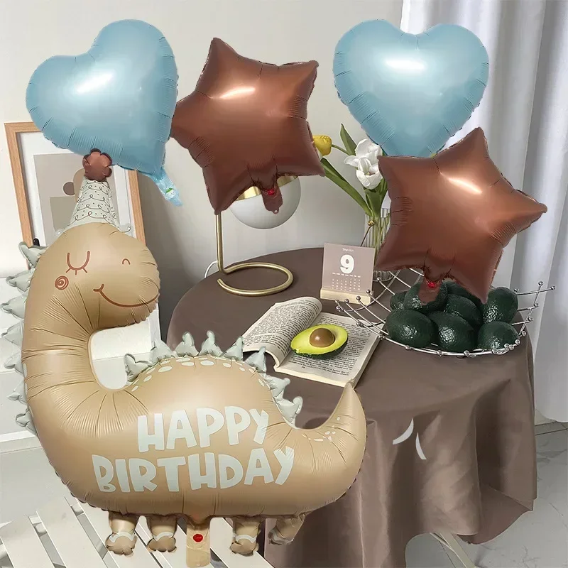 7 pz/set Dinosauro Palloncini 18 pollici Cuore Stella Palloncini Set Festa di Compleanno Decor Baby Shower Giungla Dinosauro Tema Devor Palloncini