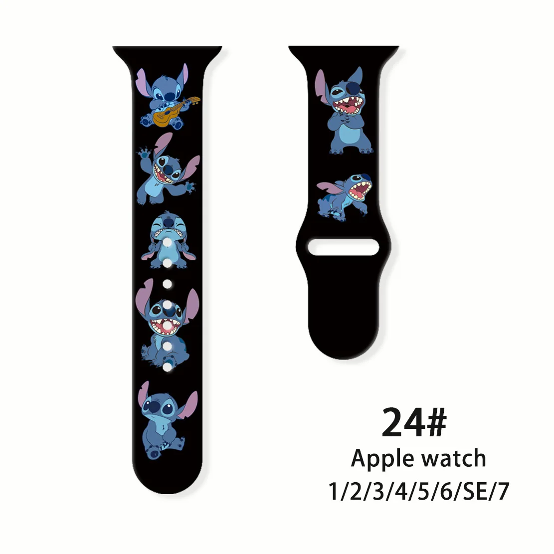 Disney Stitch-Correa de silicona para Apple Watch, pulsera de 42mm, 44mm, 45mm, 38mm, 41mm para iWatch 4 5 6 7 SE