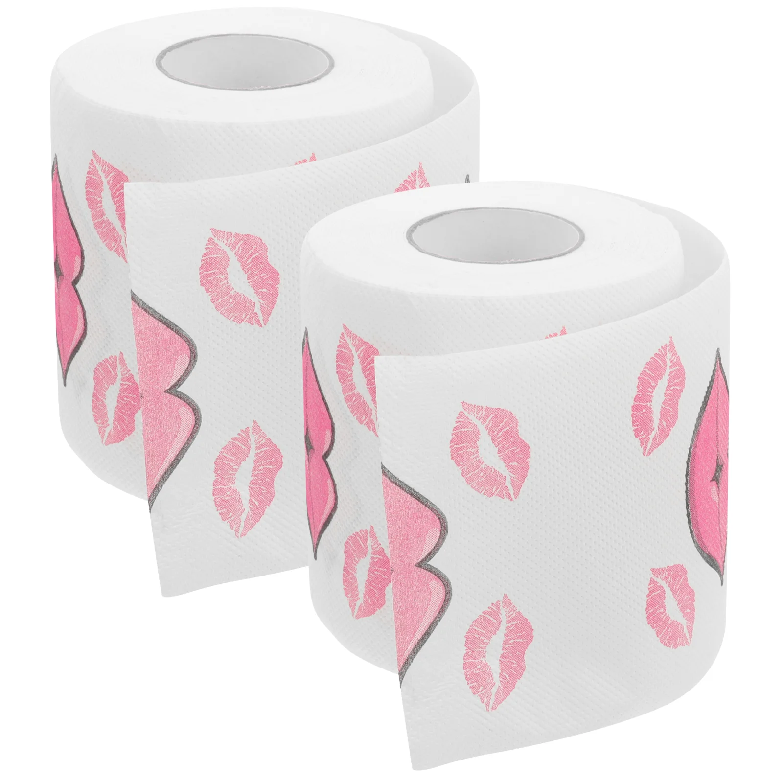 

2 Rolls Red Mouth Tissue Printed Toilet Paper Dinner Bathroom Accessory Tissues Reel