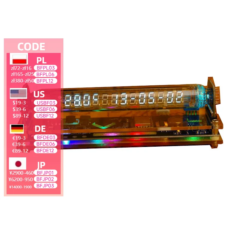 Glow fluorescent tube iv27 clock cyberpunk retro technology table with esports desktop VFD