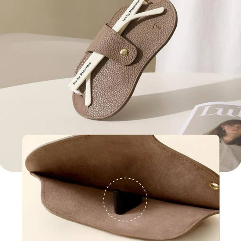 لينة ليتشي نمط بولي Leather حقيبة نظارات جلدية ريترو النظارات الشمسية حالة المحمولة قصر النظر إطار حالة بسيطة النظارات تخزين النظارات