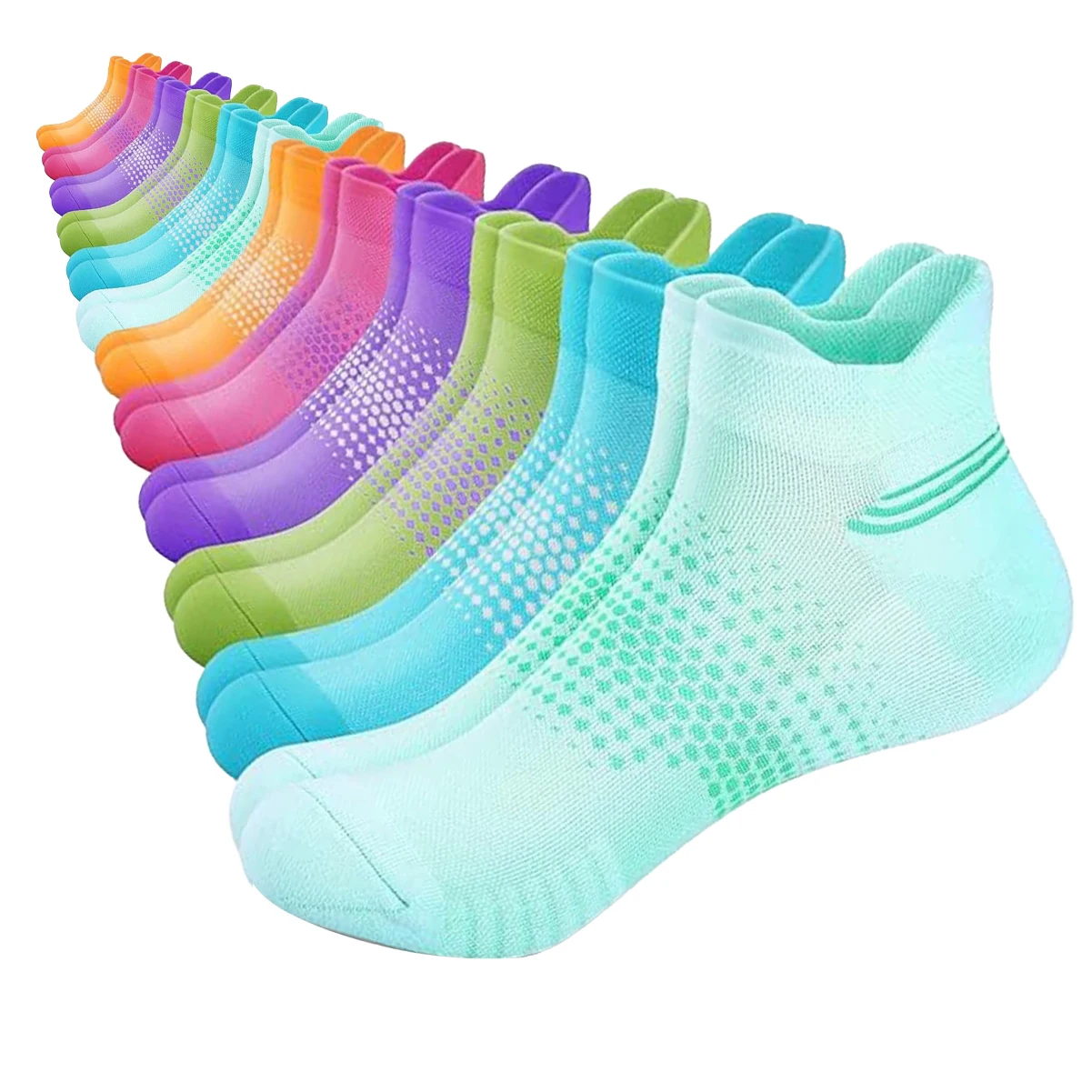 6/12 Pairs Women's Ankle Athletic Socks, Casual Breathable Running Socks with Non-Slip Heel, Cushioned Sports Socks for All Seas