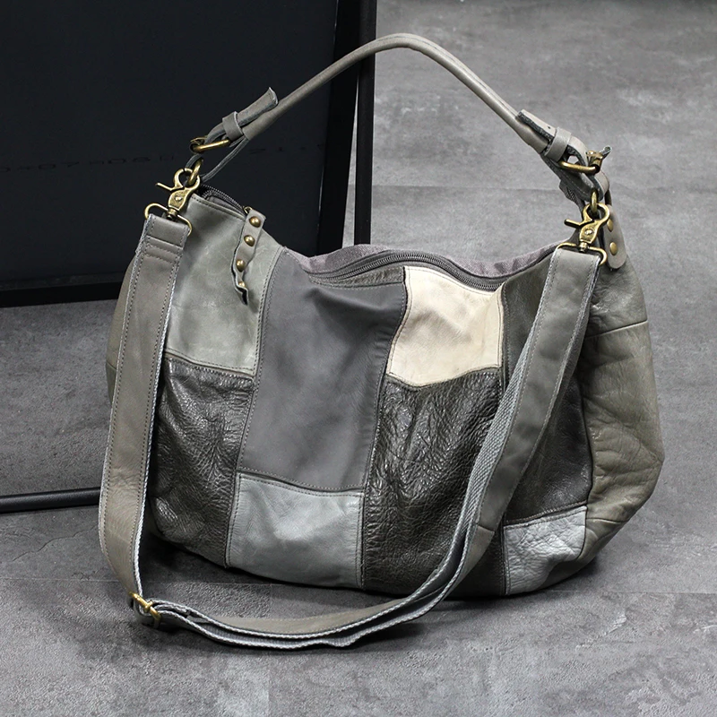 Vintage Genuine Leather Women Bag Soft Leather Female Underarm Bag Fashion Shoulder Crossbody Bag Portable Tote Bags Moon Pack