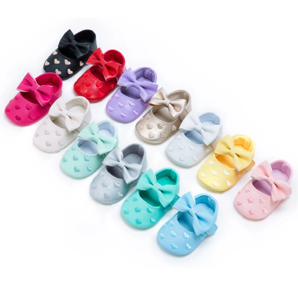 

Baby Prewalker Shoes Toddler Infant Heart Pattern Bowknot Comfortable Durable Smooth Floor Carpet Indoor Stroller Baby Shoes