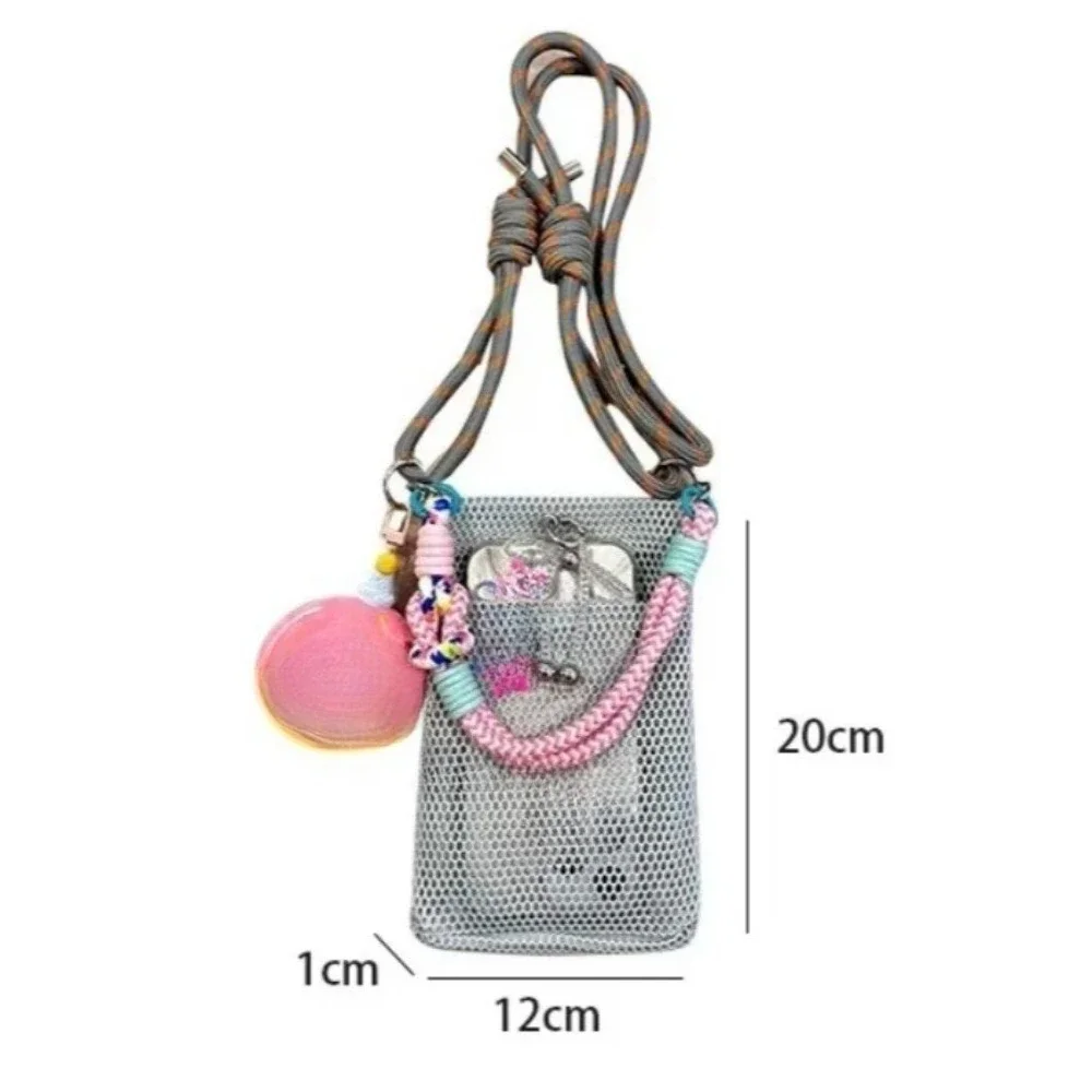 Summer Mesh Crossbody Bag Soft Mini Phone Wallet Multifunctional Square Shoulder Bag Crossbody Purse Outdoor Beach Messenger Bag view 6