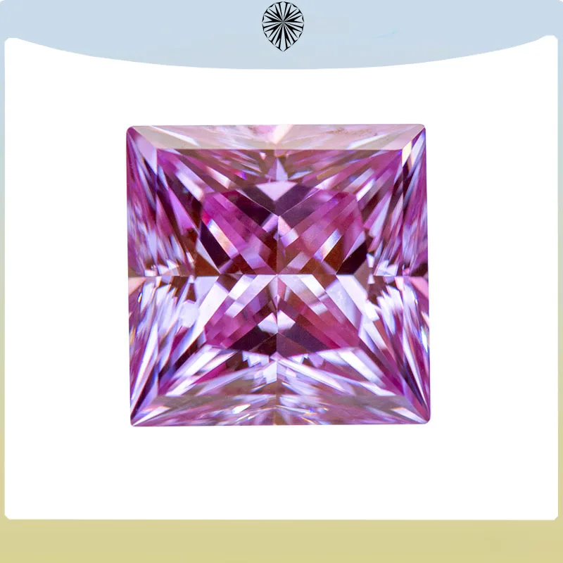 

Moissanite Stone Sakura Pink Color Princess Cut Gemstone Lab Grown Diamond for Advanced Jewelry Making GRA Certificate