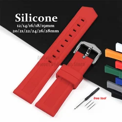 Silicone Rubber Watch Strap 12 14 16mm 18mm 19mm 20mm 21mm 22mm 24mm 26mm 28mm Sport Bracelet Soft Universal Watch Band