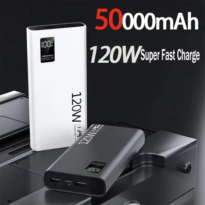 

120W Power Bank 50000mAh High Capacity Fast Charging Powerbank Portable Battery Charger For iPhone Samsung Huawei Hot