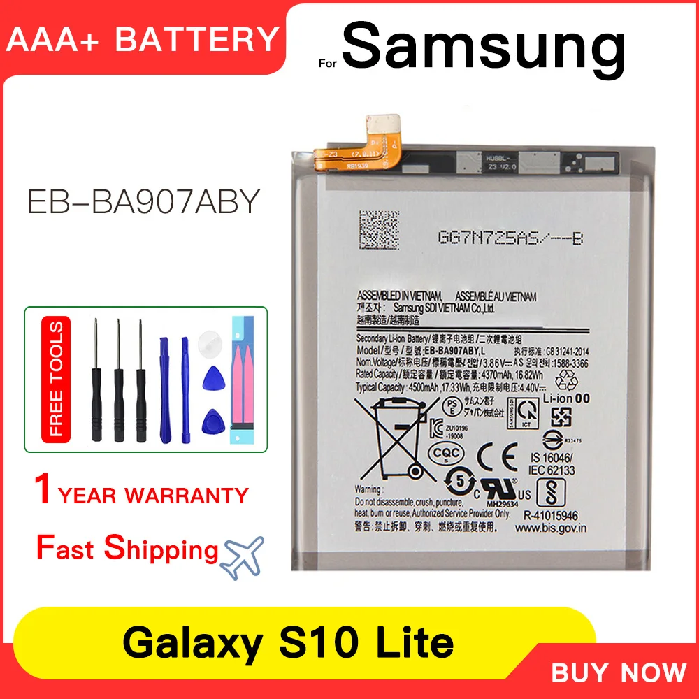 

Genuine EB-BA907ABY,Brand New Replacement Phone Batatery,For Samsung Galaxy S10 Lite Rechargeable Battery +Tools