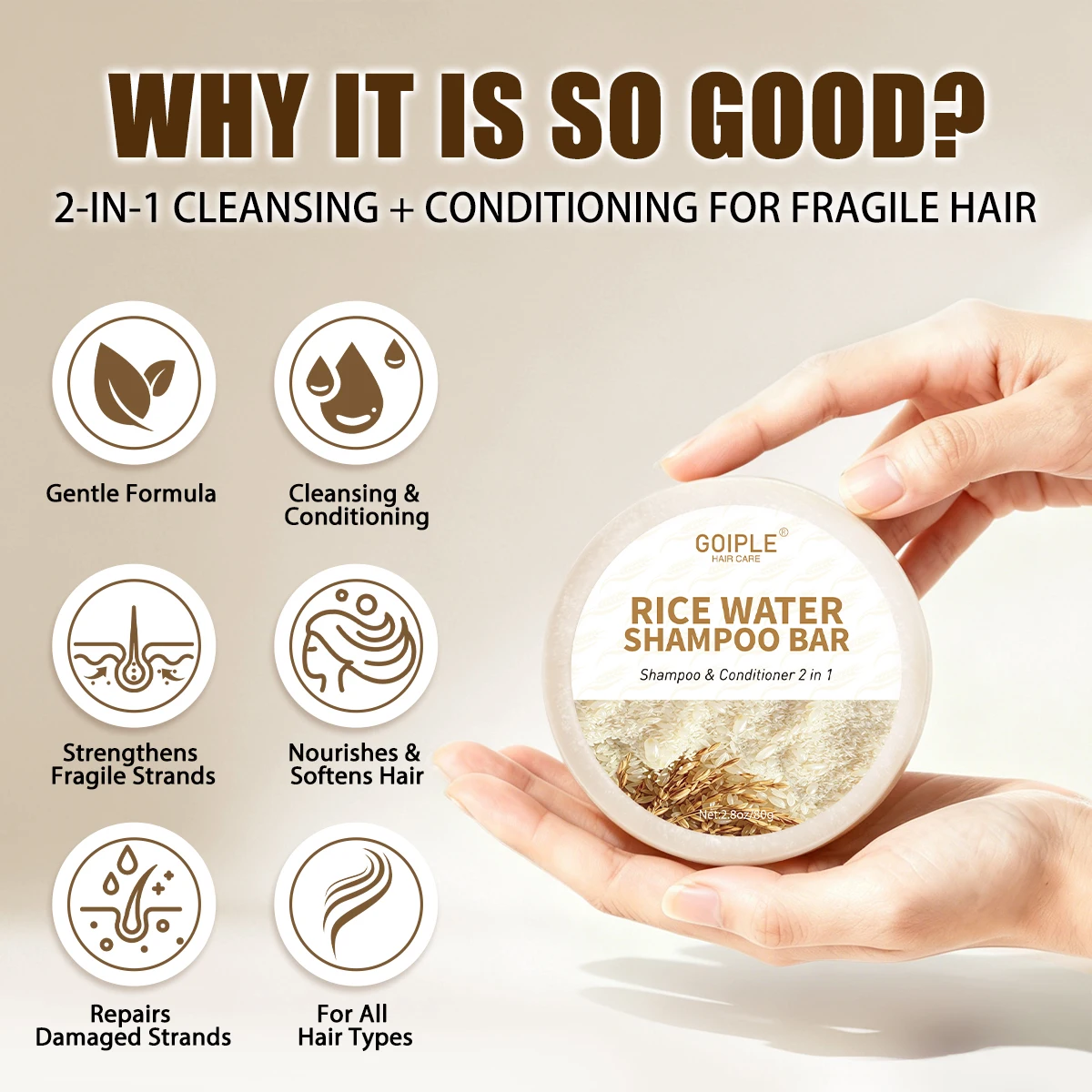 GOIPLE 80g Rice Water Hair Soa - огляд і ціна Hair Care Natural Ingredients