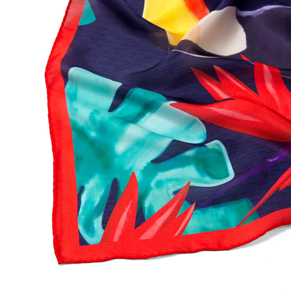 CHHC Women's Square Silk Scarf 90-90CM Fashion Versatile Light Luxury High-end Silk Shawl Exquisite Gift Box Gift Bag