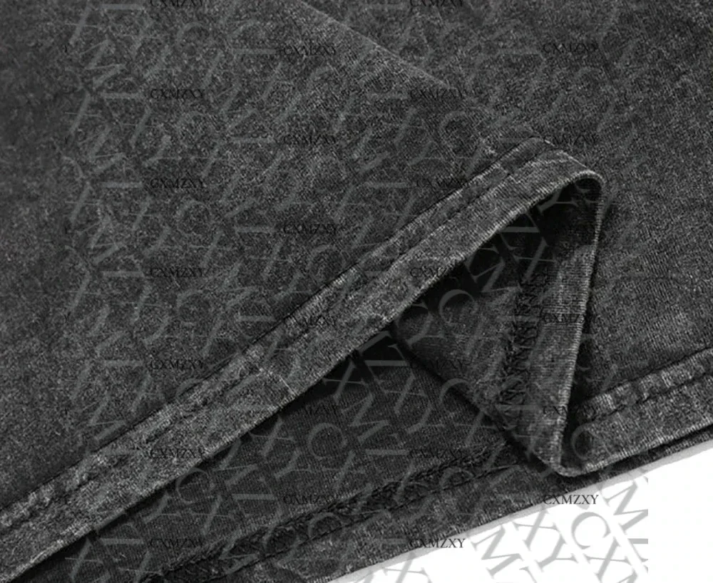 القطن خمر طباعة مجردة فضفاضة BF الرياح الهيكل العظمي قصيرة الأكمام الهيب هوب شارع العليا #4