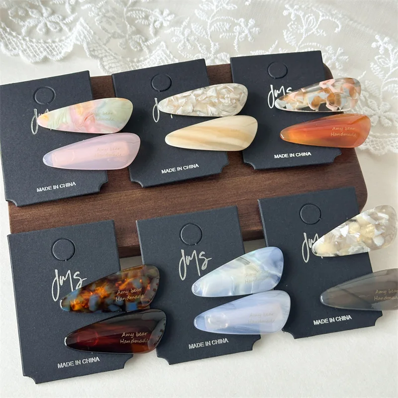 Retro New Design 2 Pack Water Droplet Clip For Sweet Girls Acetate Duckbill Clip Side Clip Hair Accessories For Sweet Girls
