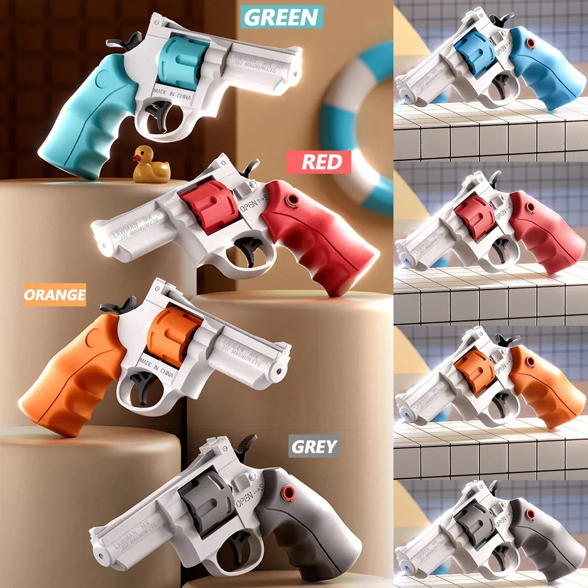 Revolver น้ําปืนของเล่น Squirt ปืนฤดูร้อนชายหาดกลางแจ้งสระว่ายน้ําเกมยิง Water Blaster ปืนพกสําหรับเด็กของขวัญวันเกิด
