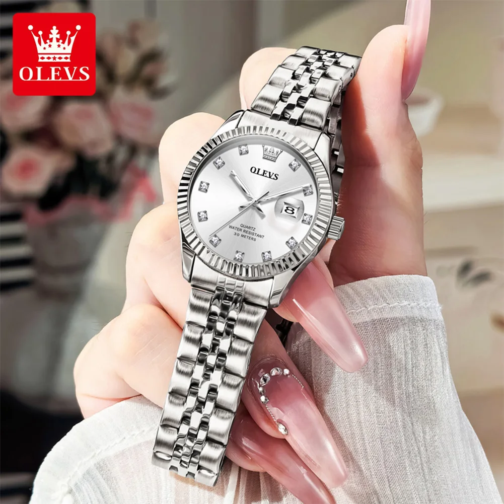 OLEVS Watches Womens 3705 New Original Fashion Elegant Quartz Watch Waterproof Luminous Date Ladies Watches Gifts Reloj
