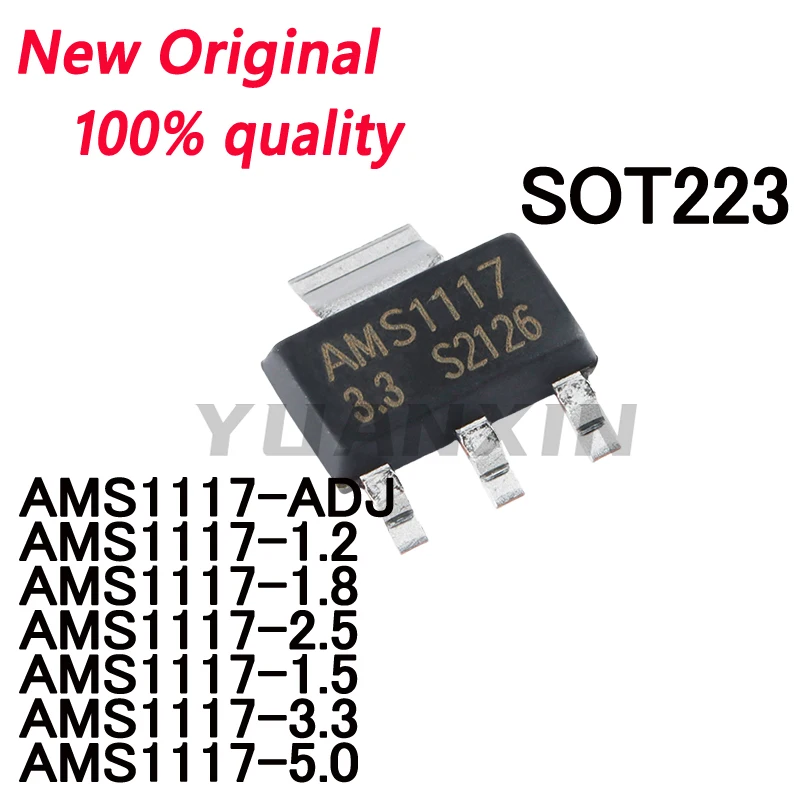 20-50·Pcs AMS1117 3V3 AMS1117-ADJ AMS1117-1.8 AMS1117-2.5 AMS1117-1.5 AMS1117-1.2 AMS1117-3.3 AMS1117-5.0 SOT223 In Stock