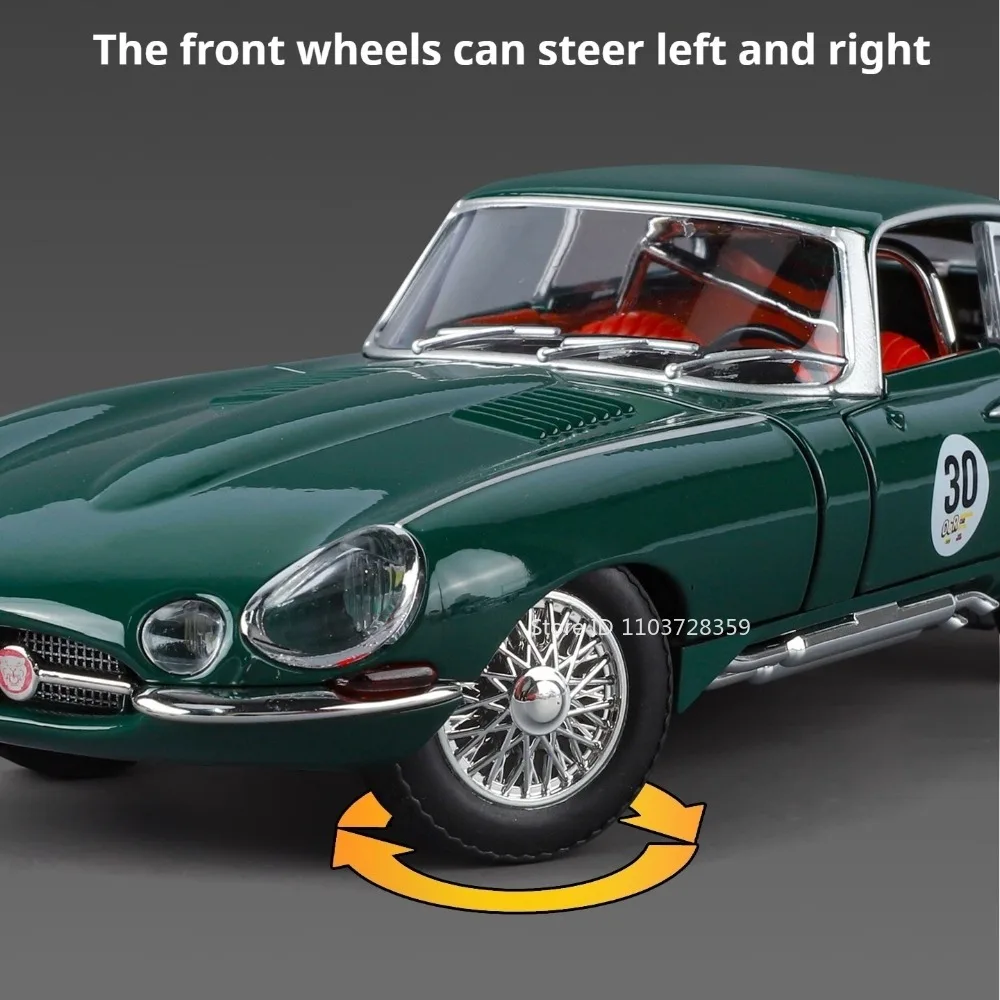 1:24 E-TYPE 500K modèle jouet voitures Vintage en métal moulé sous pression roue avant direction son lumière porte ouverte retirer enfant jouet éducatif