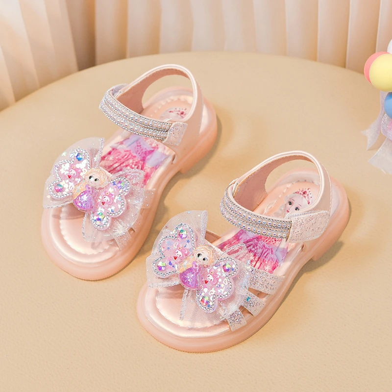 Kids'Casual Shoes Sandals PU Leather Cartoon Princess Summer Shoes For Girls Hook and Loop Anti-slip Pink Blue Shoes Size 23-33 - view 3