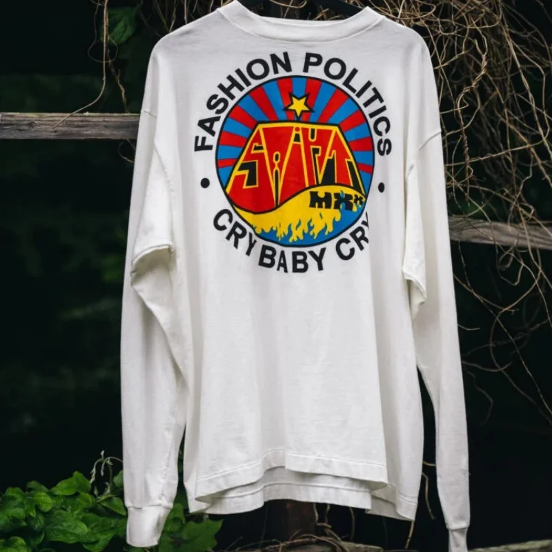 

Новая футболка с длинными рукавами и принтом Saint, высококачественная повседневная свободная универсальная футболка для мужчин и женщин с круглым вырезом, пуловер