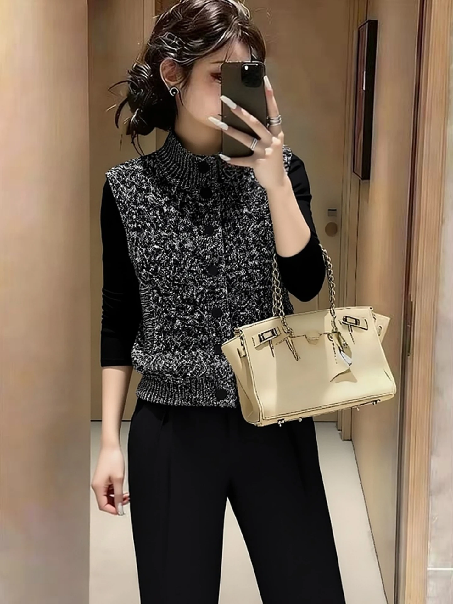 

Модный вязаный жилет для женщин с одной пуговицей, весна 2026, высококачественный европейский бренд, повседневный, для работы и отдыха