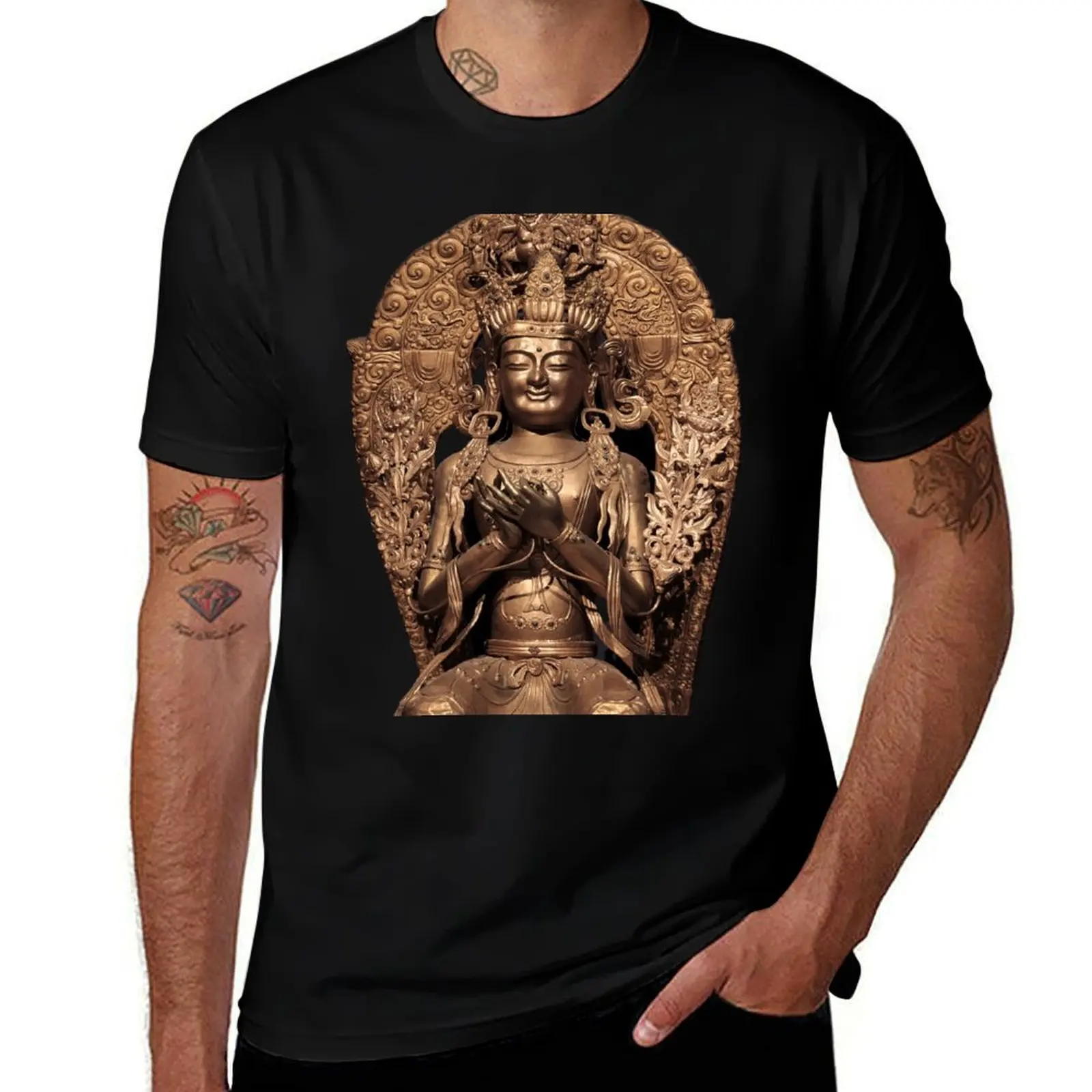 

Future Buddha Maitreya - copper alloy T-Shirt man t shirts graphic cotton t shirts man 100%