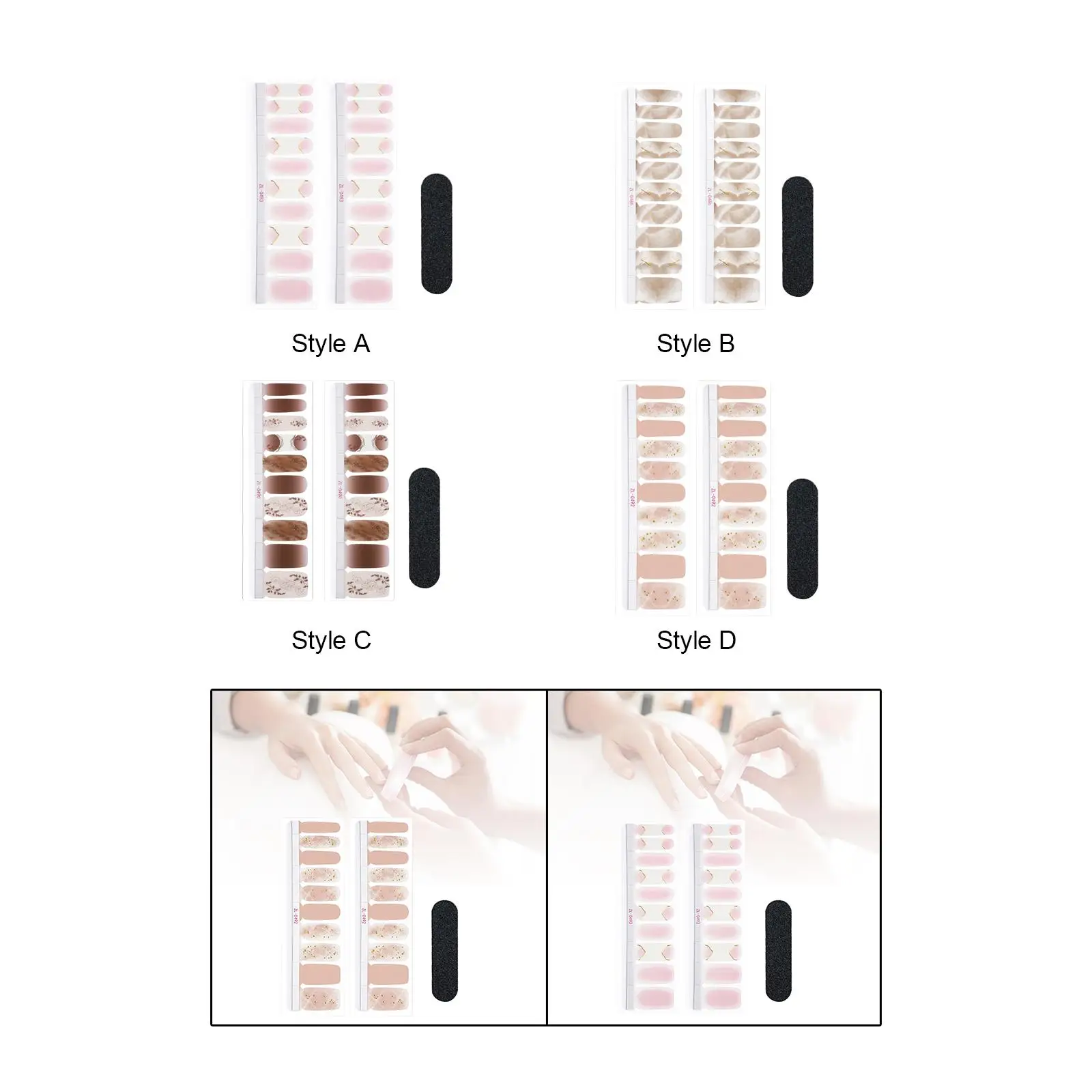 20 Pieces Full Nail Wraps Beauty Birthday Gifts Art Decals Nail Gel Polish Strips Gel Nail Stickers for Salon Girls Home Women