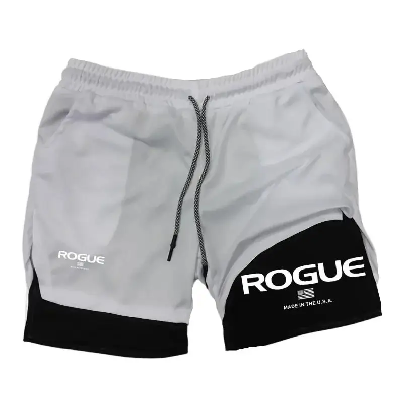 

Rogue Gyms Fitness Shorts Men Summer Sportswear 2 in 1 Double-deck Compression Shorts Male Sports Tracksuits Track Joggers Short