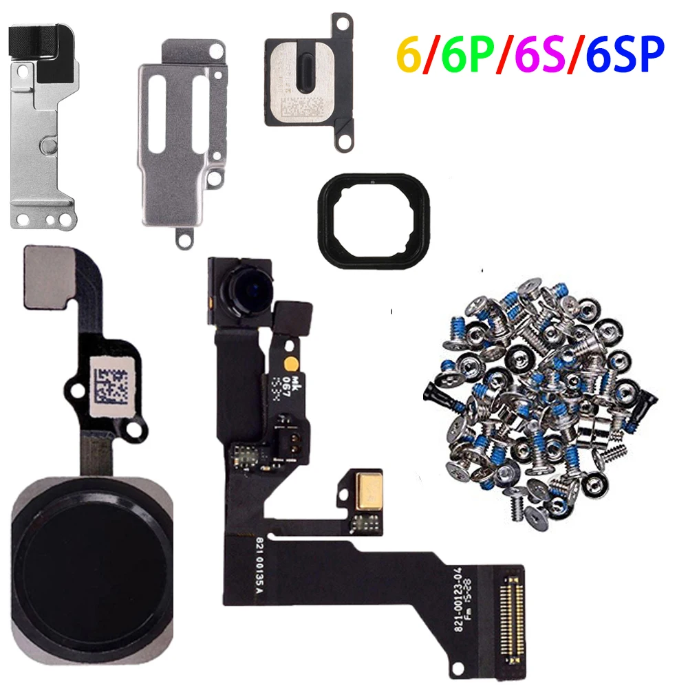 Full Set Screen Lcd Part Replacement For iPhone 6 6s Plus Front Camera Home Button Flex Cable Ear Piece Screws With Bracket