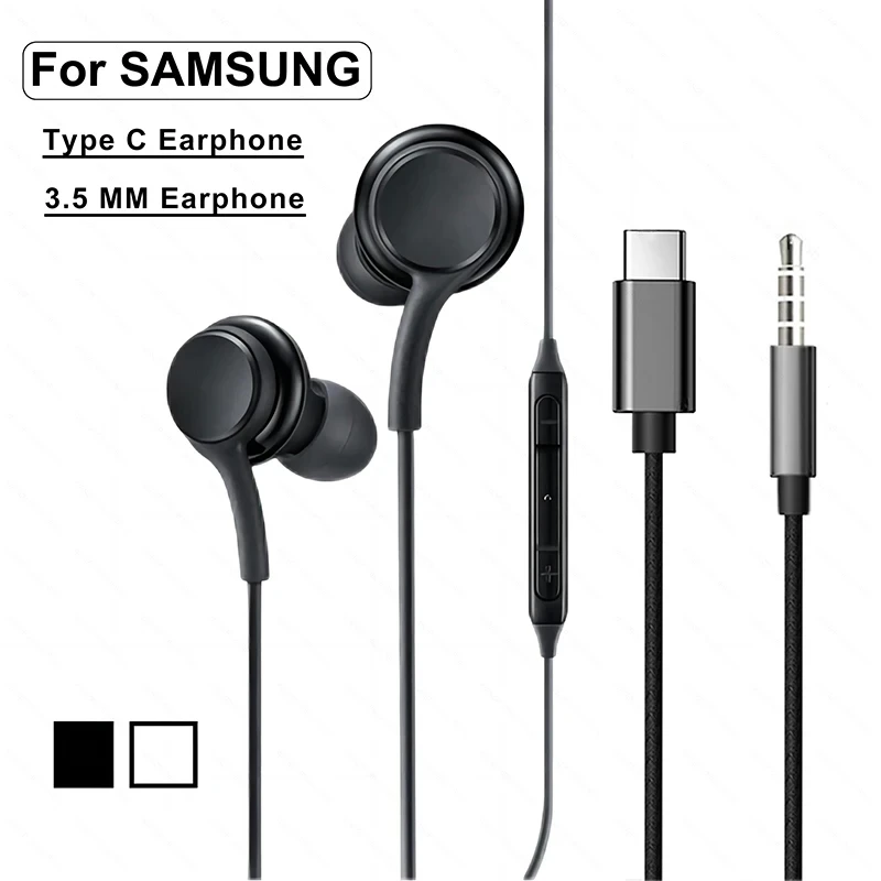 Original Typ C kabel gebundener Kopfhörer für Samsung Galaxy S23 S22 S21 Fe S20 Ultra S10 plus 3,5mm Kopfhörer Note 20 Ultra A54 A34 A53 A5