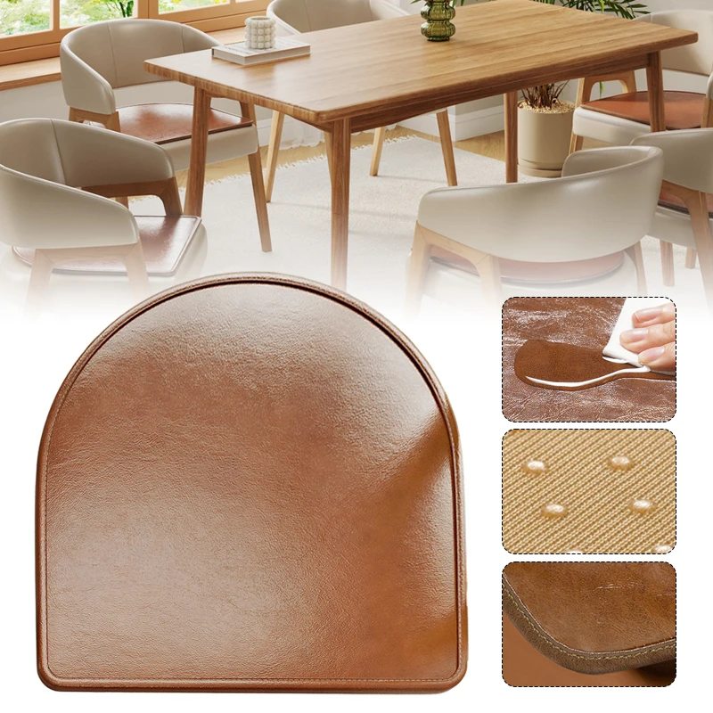 D-Shape Faux Leather Seat Cushion For Dining Chairs, Waterproof Antiskid Cushion,All-Season Comfort Breathable, Multipurpose Use