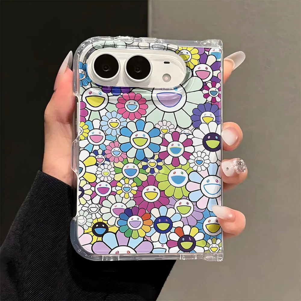 Art T-TakaShis M-MuraKAmis Fashion Acrylic Transparent Phone Case for IPhone Duo 18 Fold Shockproof Clear Ultra Slim Hard Cover