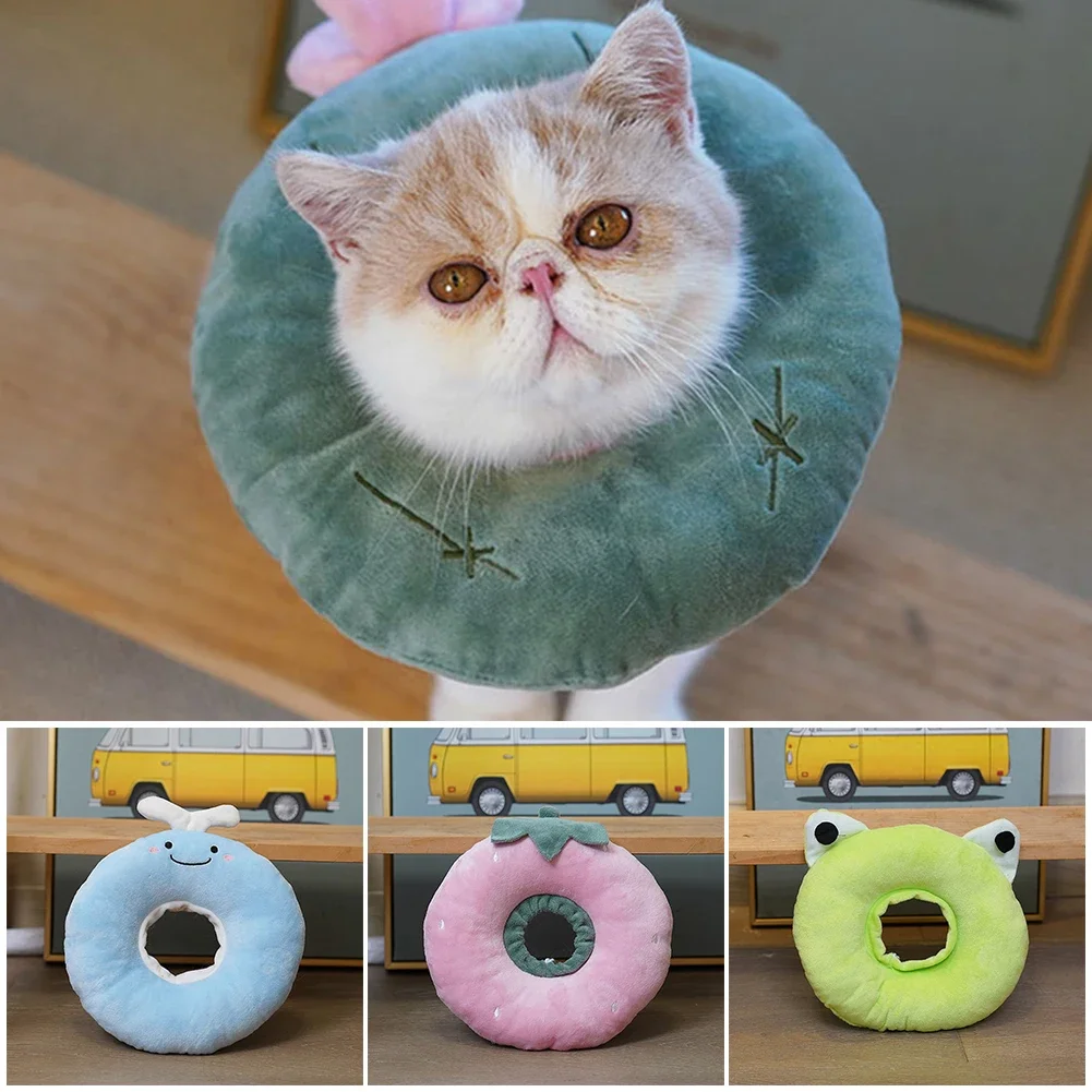 Pet Cat E-Collar Recovery Cone Protection Collar Adjustable Cotton Blends Neck Recover Collar Printed Elizabeth Circle for Cat