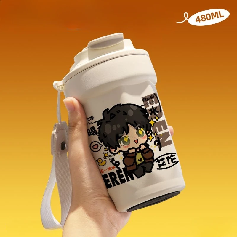 Attack On Titan Levi Ackerman Mikasa Ackerman studente portatile di grande capacità in acciaio inossidabile portatile thermos cup regalo di festa