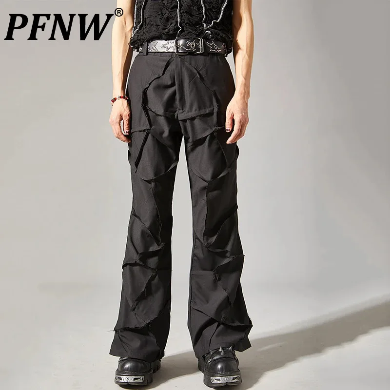 

PFNW New Fashion Men's Casual Pants Patchwork Design Straight Male Trousers Solid Color Bottom New Chic Summer 2024 12C206