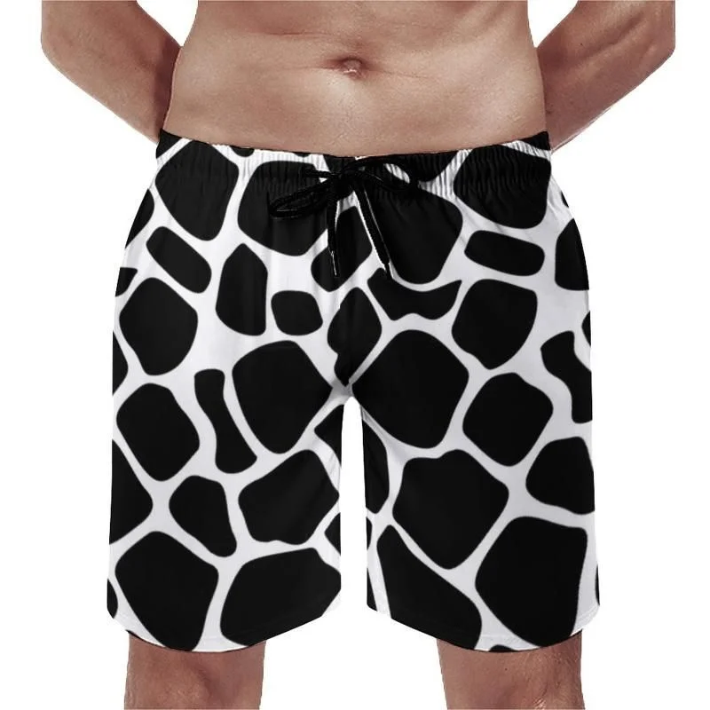 Black And White Cow 3d Print Beach Shorts Men Surf Board Shorts Summer Spots Street Funny Short Pants Fast Dry Swim Trunks