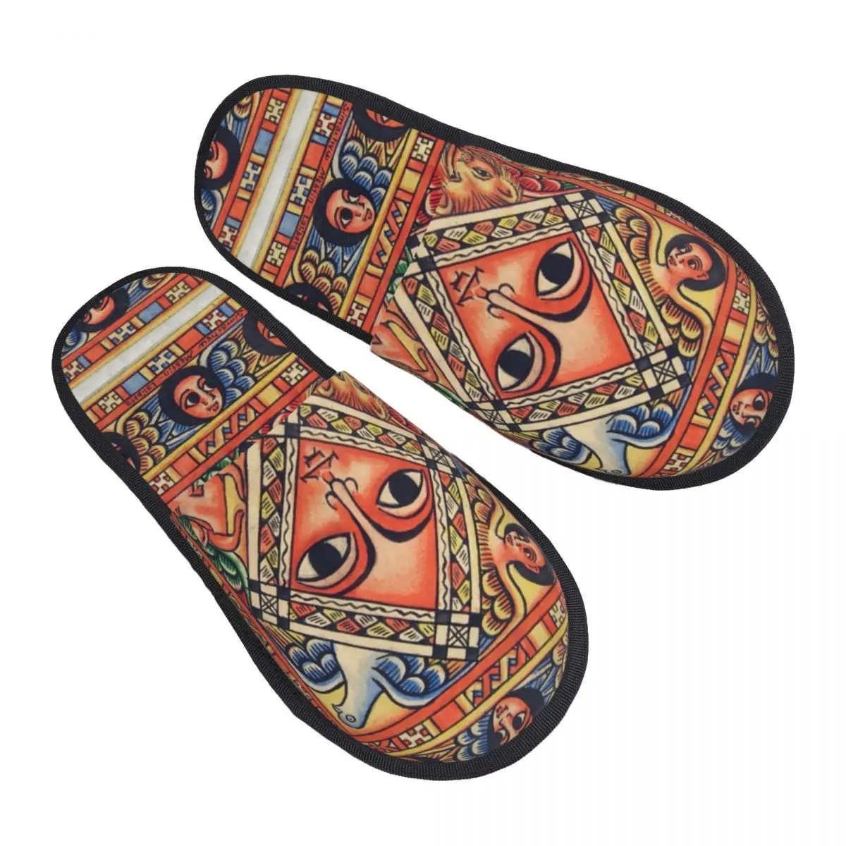 Custom Ethiopian Ancient Art Soft Memory Foam House Slippers Women Bohemia Cozy Warm Anti-Skid Slipper