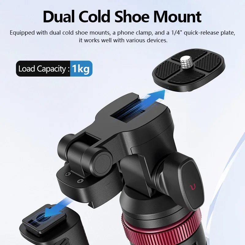 Ulanzi MT-78 1.85M Quick Release Tripod with Remote Phone Holder Cold Shoe Mount 1/4\'\' for Phone Camera Video Light Flash Mic