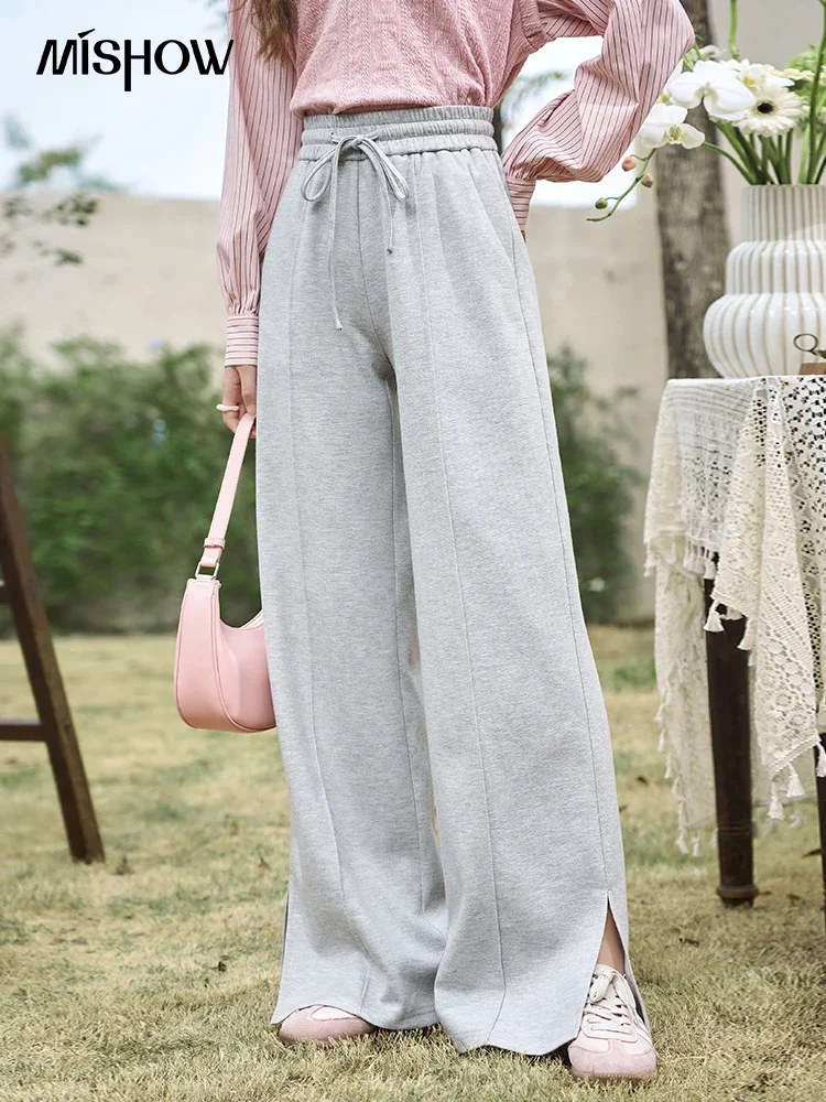 MISHOW High Waisted Wide Leg Pants for Women 2024 Spring Autumn Casual Loose Lace-up Pants Female Versatile Slacks MXD11K0528