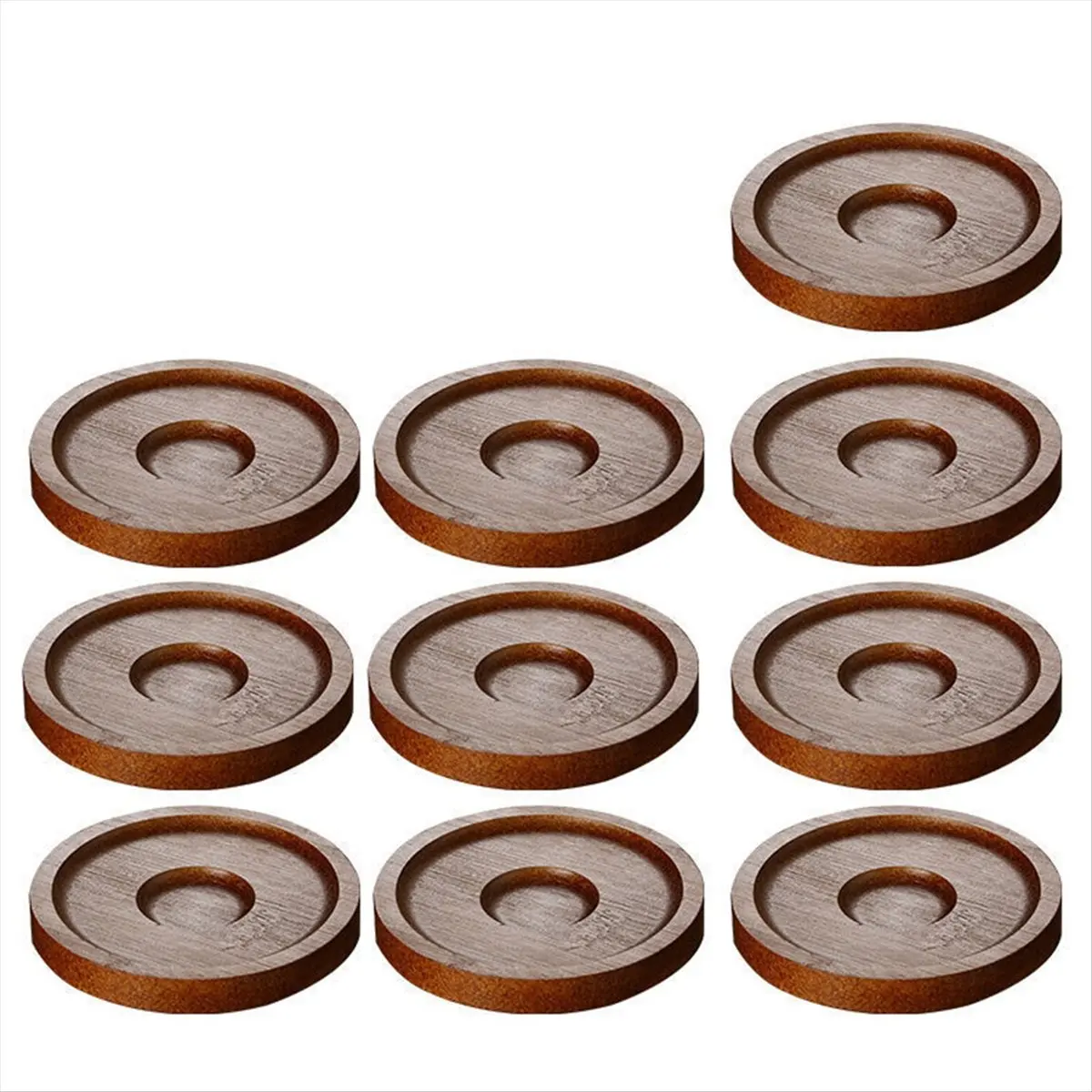 A60P 10PCS Wine Cups Table Coasters Wine Glasses Rotation Glass Cup Mat Wine Coaster Teacup Mat Cup Pad Walnut