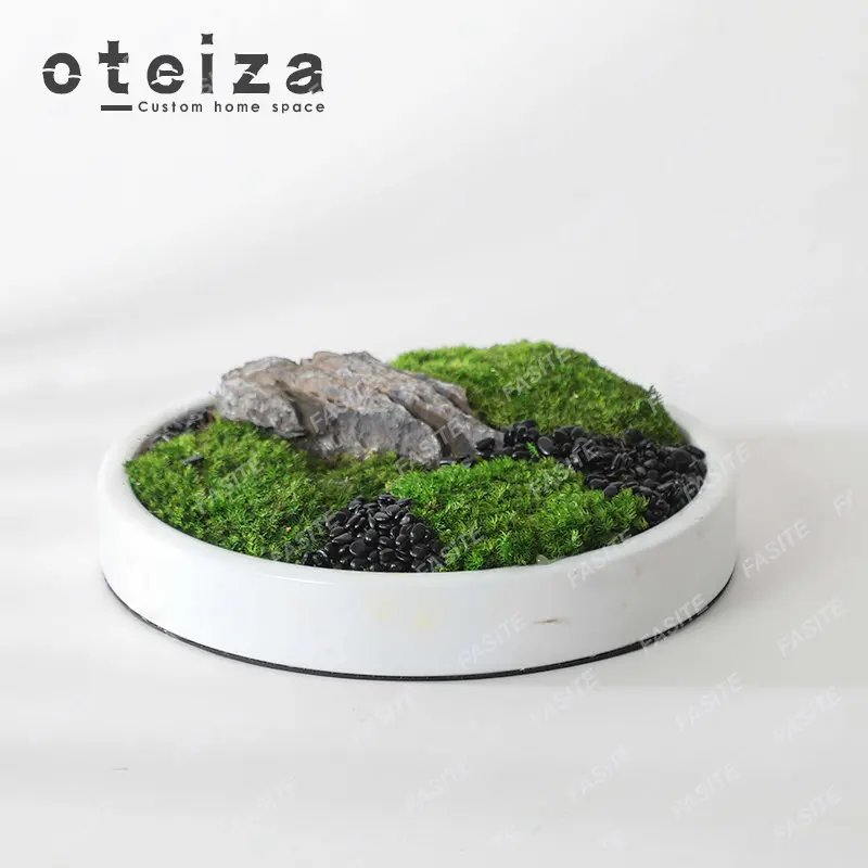 Modern Creative Moss Microscopic New Chinese Style Dry Landscape Bonsai Hotel Sales Office Office Desk Decoration