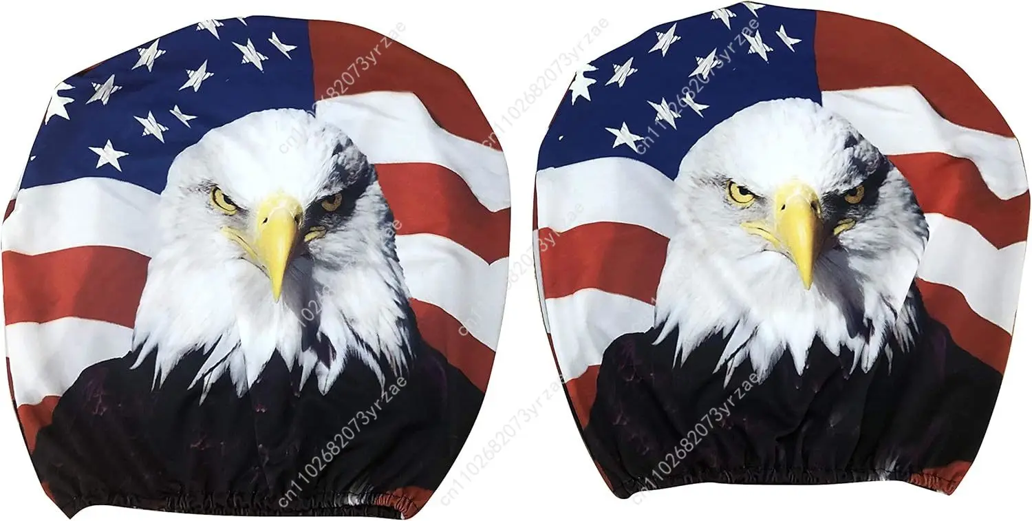 

American Eagle Flag Seat Headrest Cover (2pcs) Environmentally Friendly Headrest Protector Breathable Comfortable Vehicle Decor