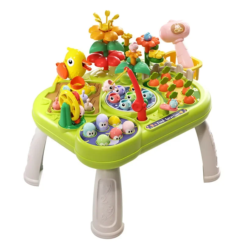 Peuter Montessori Speelgoed Vissen Whac Een Mol Trek Wortel Voeden 4-In-1 Multifunctionele Muziek Speelgoed Leren Educatief Baby Cadeau