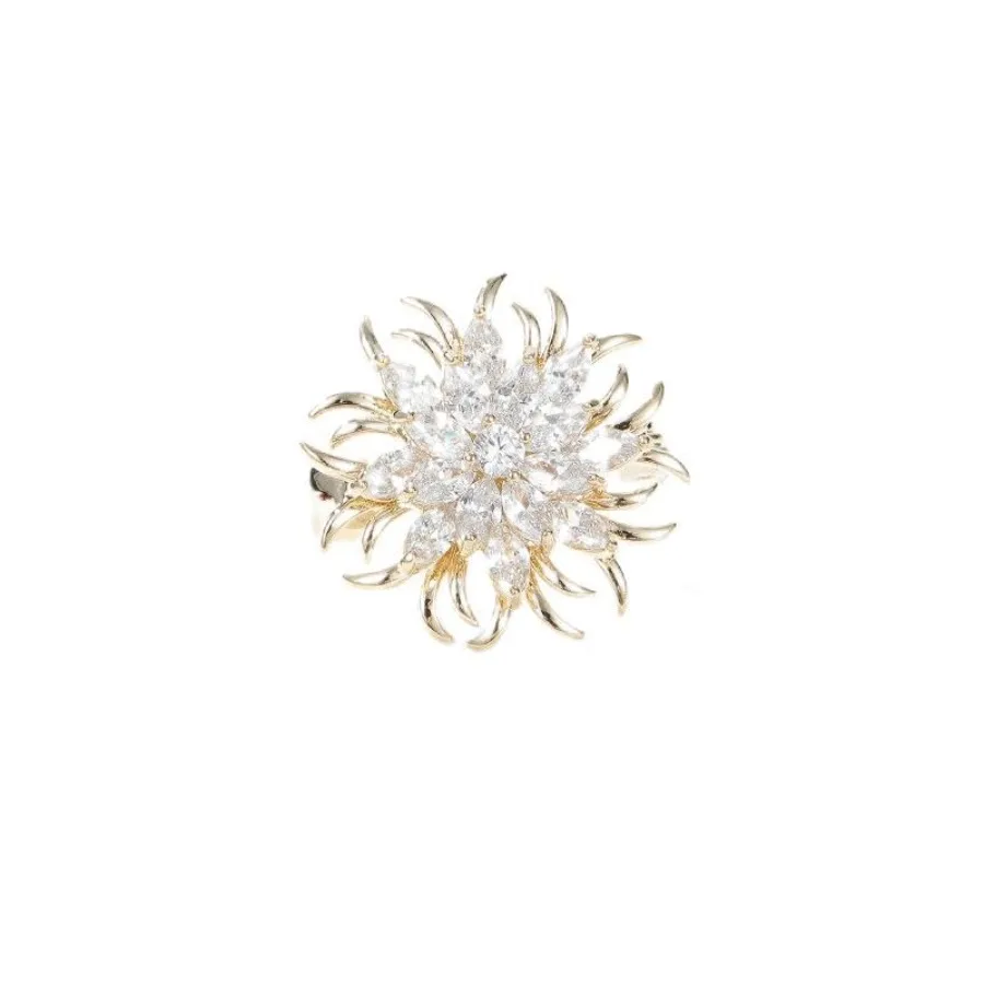 

14K Gold Purple/Blue/White Flower Brooch for Women, Small Suit Outerwear Decoration, Crystal Gemstone Brooch for Her