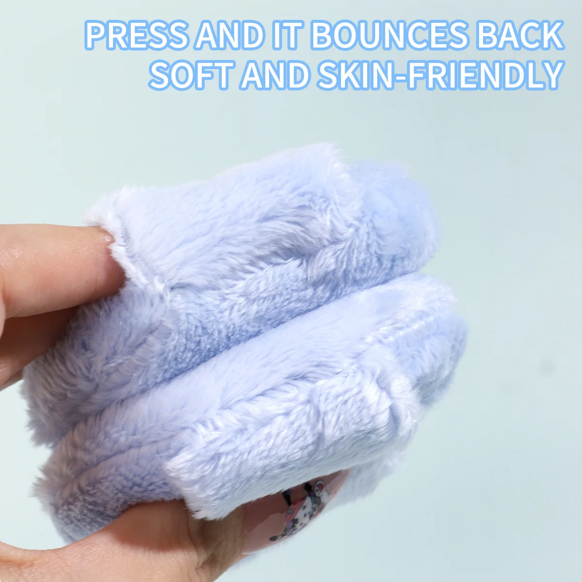 1PC blue makeup velvet puff+storage box, suitable for loose powder, powder products, portable storage box for easy storage