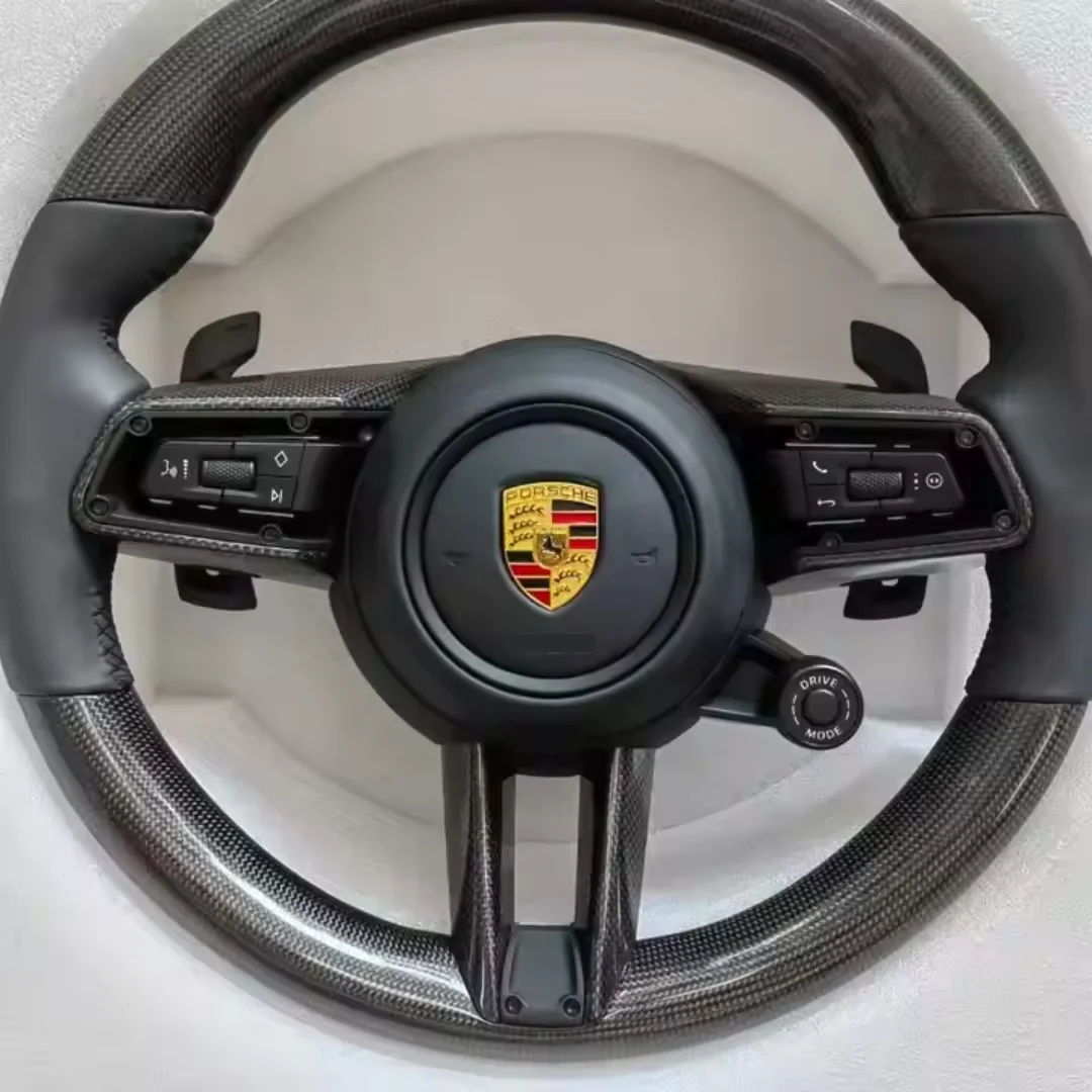 

Full Leather Steering wheel Fit For Porsche Panamera Cayenne Macan 718 Boxster Cayman Taycan carrera 911 Complete Steering Wheel