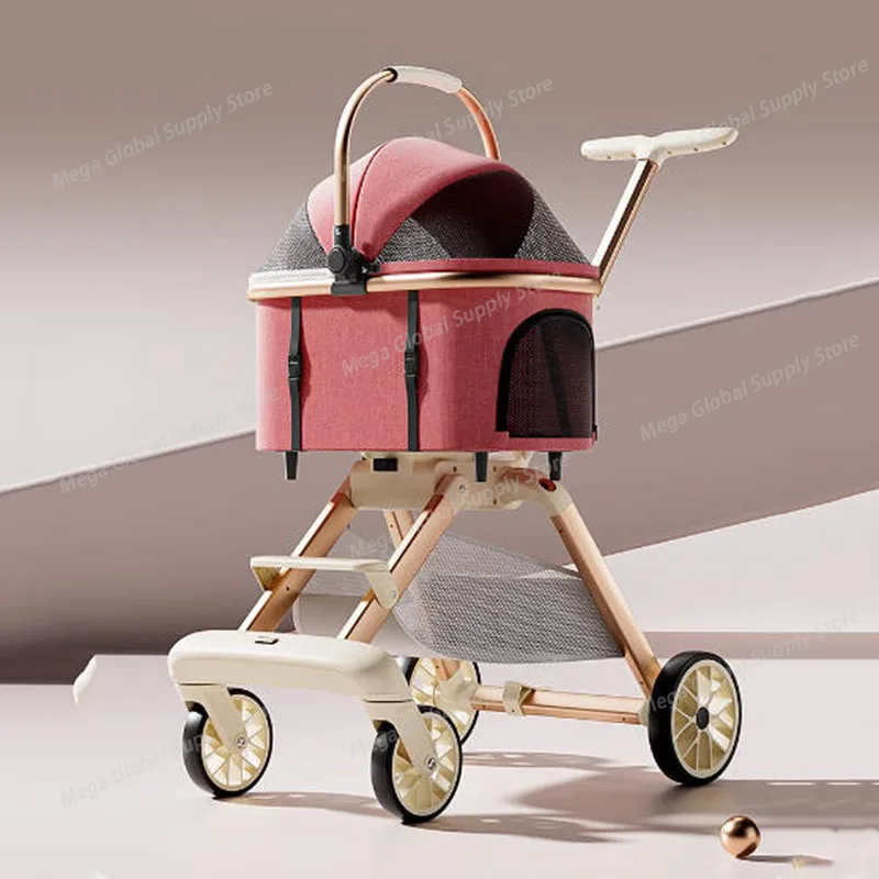 Lightweight Folding Pet Cart Dogs Cats Outdoor Travel Dog Strollers Lightweight Cart Bag Separation Pets Cat Dogs Accessories