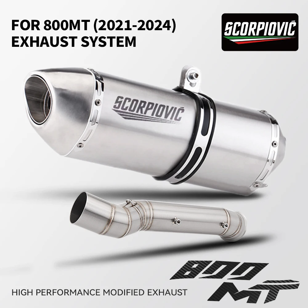 

Надевается для CFMOTO 800MT 800 mt CF800-5A 2021-2024, выхлопная труба мотоцикла R77 t148 m11, глушитель, модифицированная средняя трубка, звено трубы