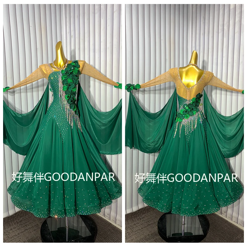 

GOODANPAR профессиональное новое стандартное платье для бальных танцев для девочек, костюм для соревнований из лайкры, вальса, сценический костюм