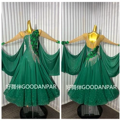 GOODANPAR Girls Professional New Standard Ballroom Dance Dress Women Girls Competition Costume Lycra Waltz Stage